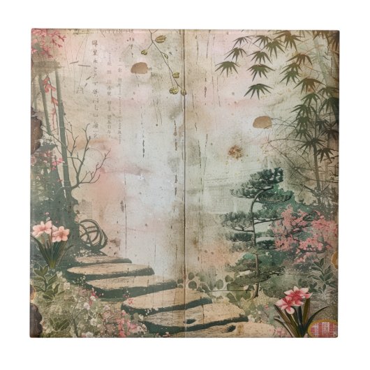 桜の庭園の風景 (9) タイル (正面)