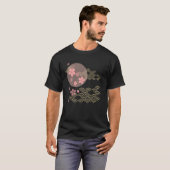 桜の庭 日本画 波 月 チェリー Tシャツ (正面フル)