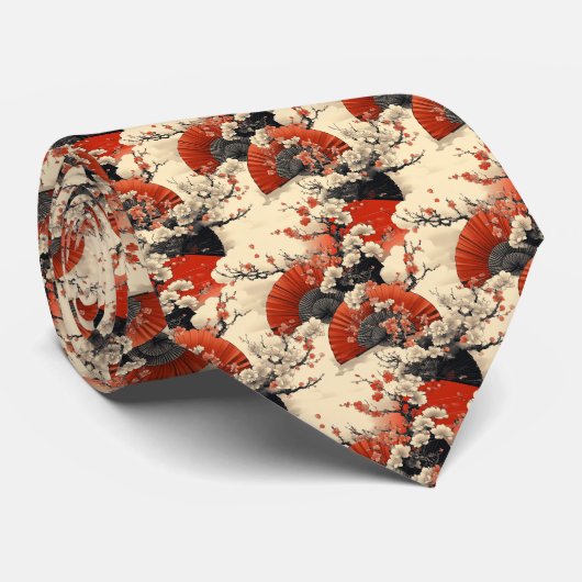 桜の扇パターン (5) ネクタイ (ロール)