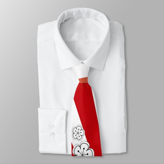 桜の日の出の白い桜の花の禅 ネクタイ (タイ)