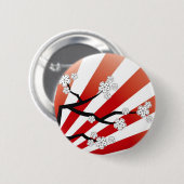 桜の日の出の白い桜の花の禅 缶バッジ (正面&裏面)