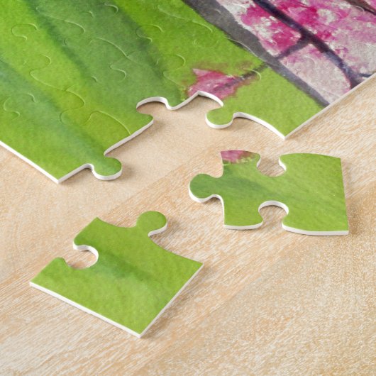 桜の日本のな桜の芸術 ジグソーパズル (側面)