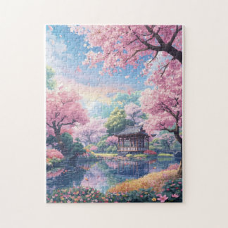 桜の日本庭園パズル - 桜蘭 ジグソーパズル