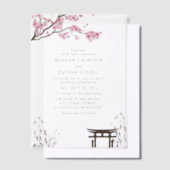 桜の日本式結婚式 ベラム紙招待状 (オフセット)
