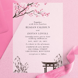 桜の日本式結婚式 ベラム紙招待状