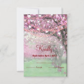 桜の春の結婚式RSVP 出欠カード (正面)
