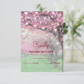 桜の春の結婚式RSVP 出欠カード (スタンド正面)