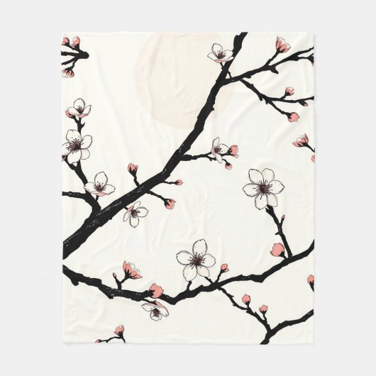 桜の月 minimal パターン フリースブランケット (正面)