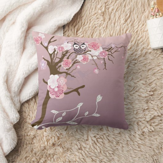 桜の木のアメリカ人のMoJoの枕のフクロウ クッション (ブランケット)