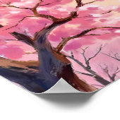 桜の木のピンクの花の絵画アート ポスター (角)