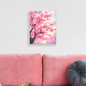桜の木のピンクの花の絵 キャンバスプリント (インサイチュ (リビング))
