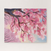 桜の木のピンクの花の絵 ジグソーパズル (横)