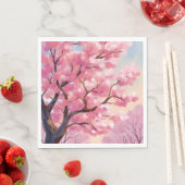 桜の木のピンクの花の絵 スタンダードランチョンナプキン (インサイチュ)