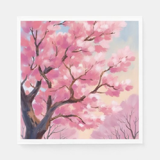 桜の木のピンクの花の絵 スタンダードランチョンナプキン (正面)