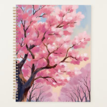 桜の木のピンクの花の絵