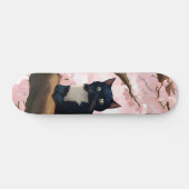 桜の木の上のかわいい猫 スケートボード (横)