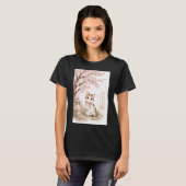 桜の木の下の三毛猫 Tシャツ (正面フル)