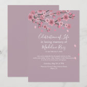 桜の木の優しい色の生命のお祝い 招待状 (正面/裏面)