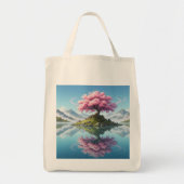 桜の木の山湖トートバッグ | 日本の桜 トートバッグ (正面)