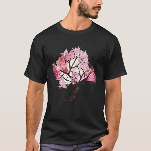 桜の木の幾何学模様の魔法を体験 Tシャツ (正面)