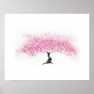 桜の木の水彩画 ポスター