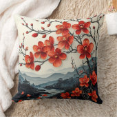 桜の木の紙細工 クッション (ブランケット)