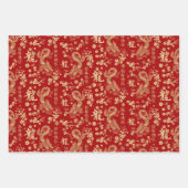 桜の木の花と竜のシンボル ラッピングペーパーシート (正面)