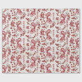 桜の木の花と竜のシンボル ラッピングペーパー (フラット)