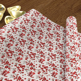 桜の木の花と竜のシンボル ラッピングペーパー