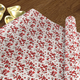 桜の木の花と竜のシンボル ラッピングペーパー