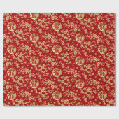 桜の木の花と竜のシンボル ラッピングペーパー (フラット)