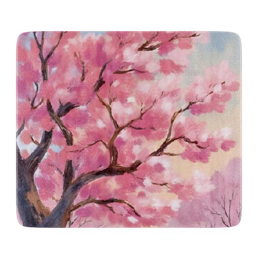 桜の木の花の絵 カッティングボード (正面)
