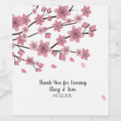 桜の木の花びら ピンクの結婚式 ワインラベル (シングルラベル)
