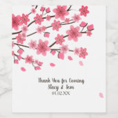 桜の木の花びら ピンクの結婚式 ワインラベル (シングルラベル)