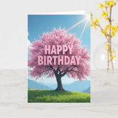 桜の木の誕生日カード カード (黄色い花)