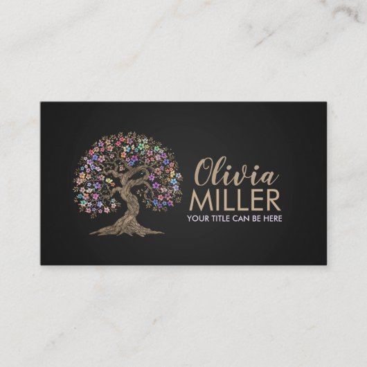 桜の木 – カラフル葉 名刺 (正面)