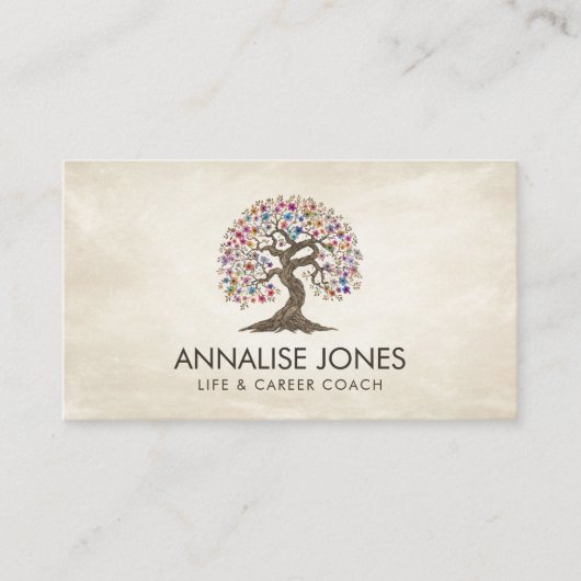 桜の木 – カラフル葉 名刺 (正面)