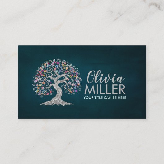 桜の木 – カラフル葉 名刺 (正面)