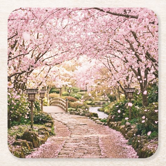 桜の木 スクエアペーパーコースター (正面)