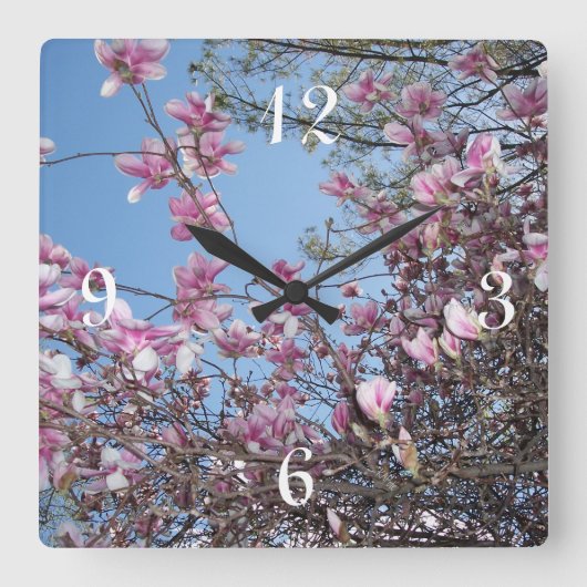 桜の木 スクエア壁時計 (正面)