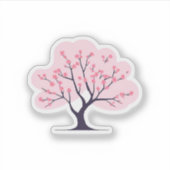 桜の木 ピンクの花 シール (正面)