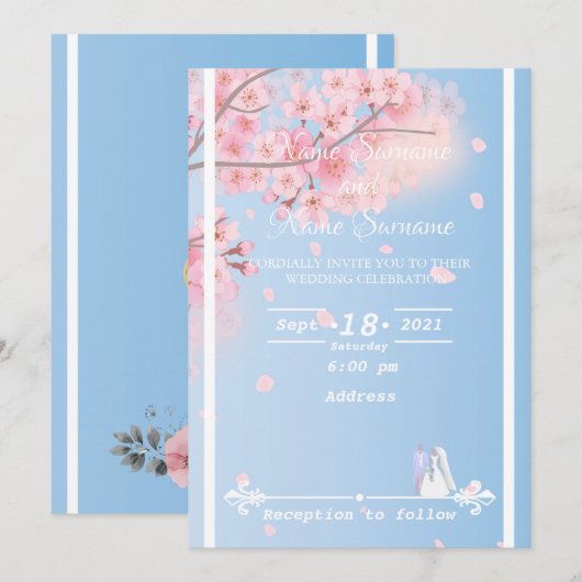 桜の木 招待状 (正面/裏面)