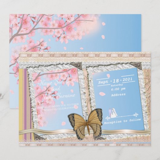 桜の木 招待状 (正面/裏面)