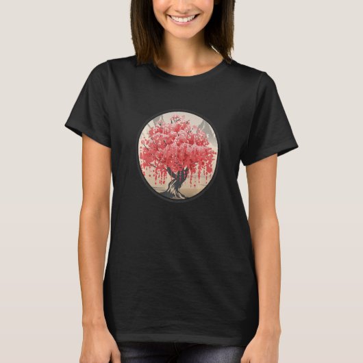 桜の木 日本の風景 さくら Tシャツ (正面)