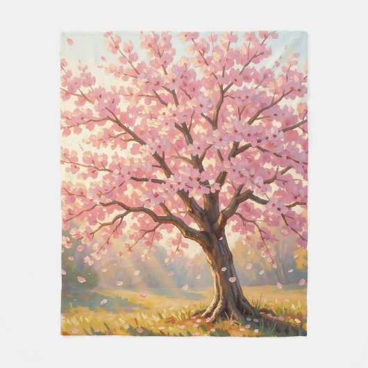 桜の木 春 フリースブランケット (正面)