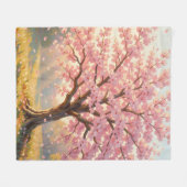 桜の木 春 フリースブランケット (正面(横))
