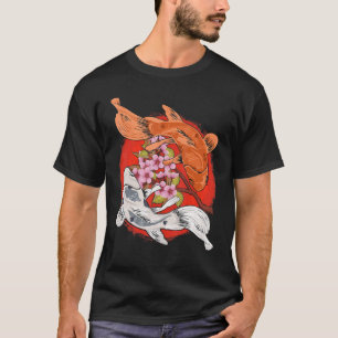 桜の木 錦鯉 陰陽 Tシャツ