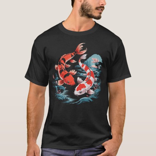 桜の木 錦鯉 陰 Tシャツ (正面)