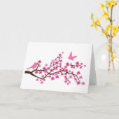 桜の枝にいるかわいい鳥のカード カード (黄色い花)