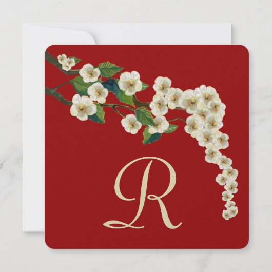 桜の枝に日程を記す 招待状 (裏面)